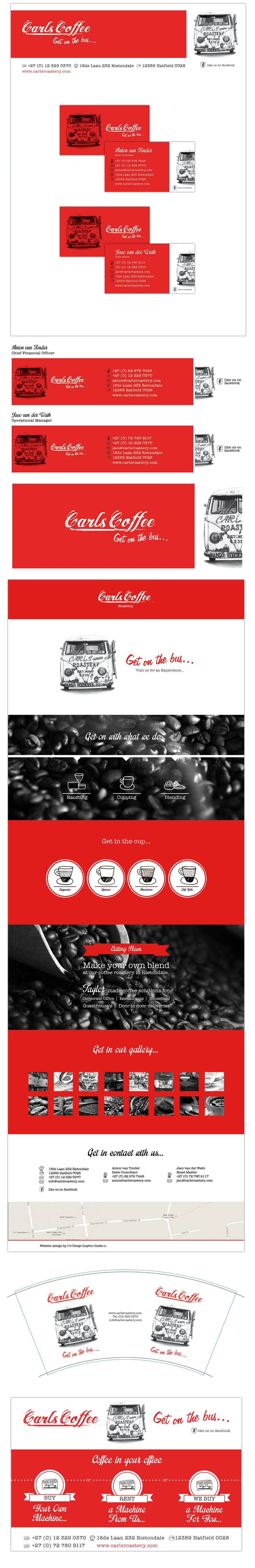 Carls Coffee Roastery Corporate Stationary and Website Design